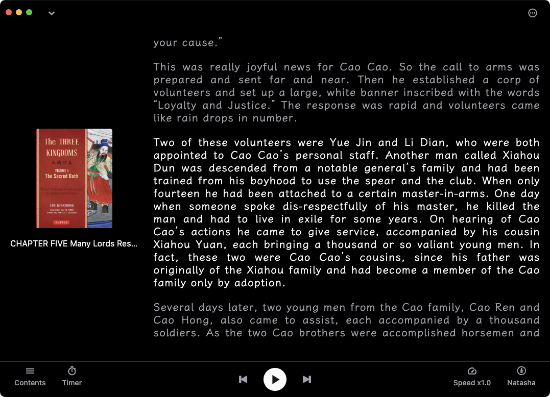 Reeden Audio Book Listening Interface